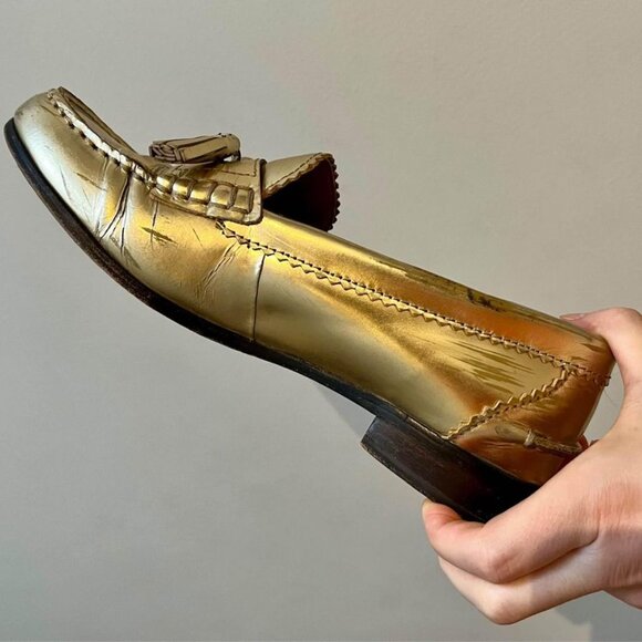 Coach Haydee Metallic Gold Loafers Size 7 - Picture 5 of 8